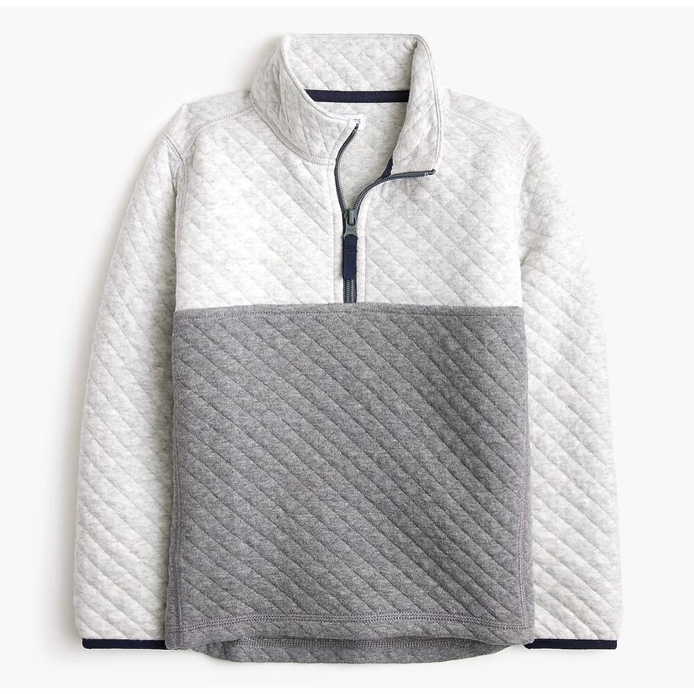 Crewcuts  Boys' colorblock quilted quarter-zip in Cream and Blue Size XS - Picture 3 of 8
